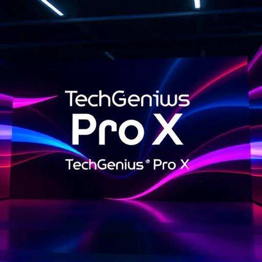 Animated product demo of TechGenius Pro X, showcasing its features with dynamic motion graphics.